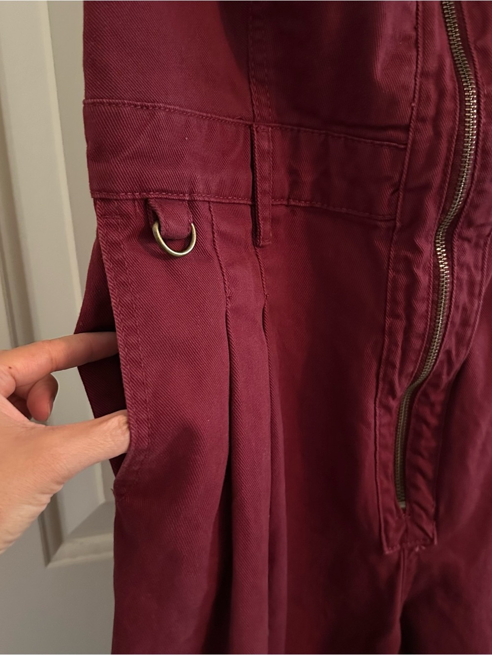 SUK Workwear Yard Suit Women's Size 10 Burgundy Zip-Front 100% Cotton Overalls - Picture 10 of 16